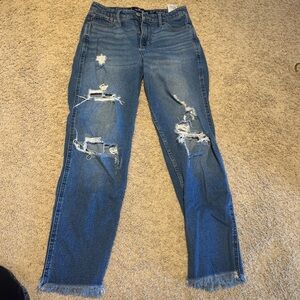 Hollister Blue Skinny Jeans with Distressed Detailing